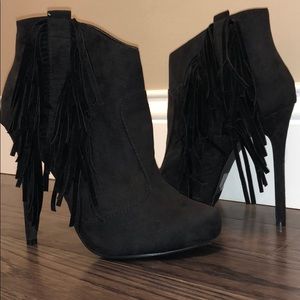NWT Black Booties Fringe HOST PICK